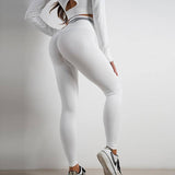 Seamless Yoga Pants Sports Gym Fitness Leggings Or Long-White-15