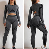 Seamless Yoga Pants Sports Gym Fitness Leggings Or Long Sleeve Tops Outfits Butt Lifting Slim Workout Sportswear Clothing-3