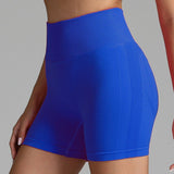 Seamless Yoga Shorts Women Solid Color High Waist Hip-lifting Fitness Pants Running Sweatpants-Dark Blue-17