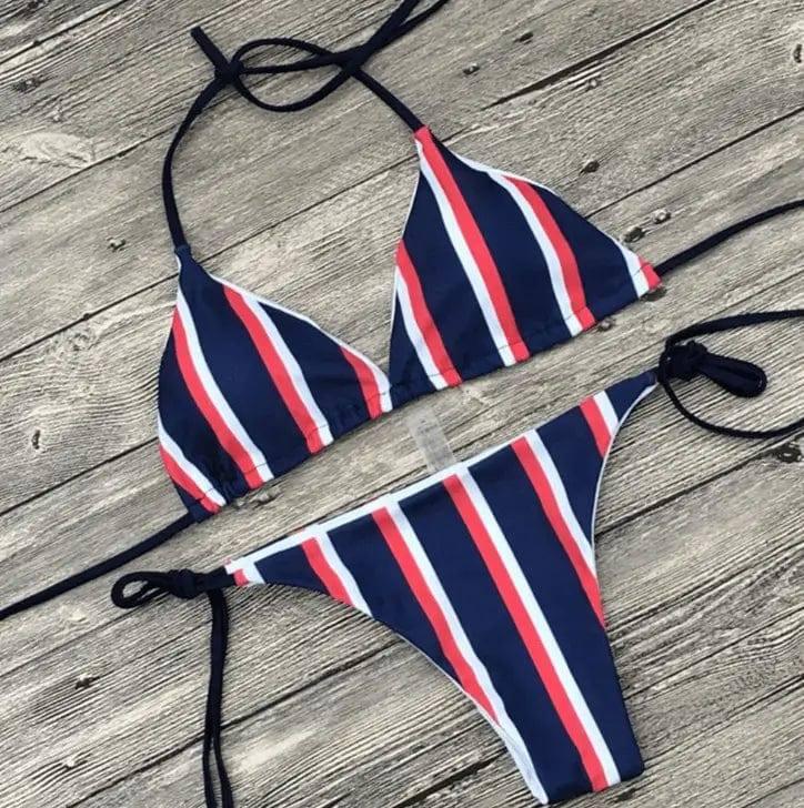 Sequins bikini split swimsuit ladies-Stripe3-12