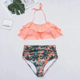 Fashion Multicolor Split Bikini Swimsuit-Orange-3