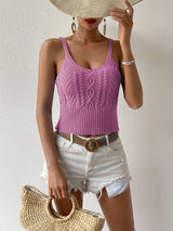 Sexy Fried Dough Twists Pattern Exposed Navel Slim Suspender-Violet-11