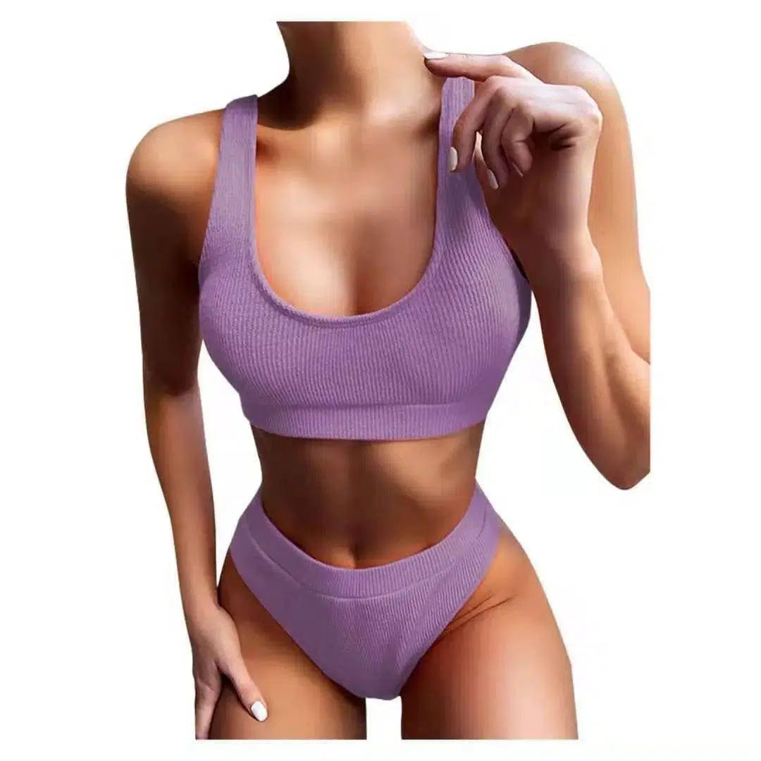 Sexy Knitting Bikini Female Swimsuit High Waist Swimwear-2