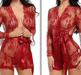 Sexy lingerie bathrobe strappy nightdress set-1