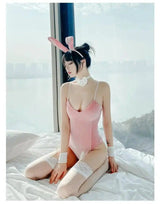 Low-cut Pajamas Lingerie Teasing Bunny Girl On-Pink-3