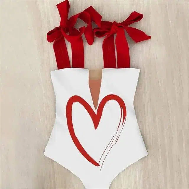 One Piece Swimsuit Shoulder Strappy Swimsuit Heart-S-11