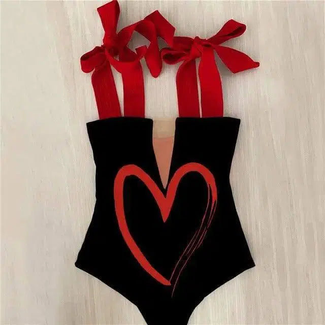 One Piece Swimsuit Shoulder Strappy Swimsuit Heart-S-3