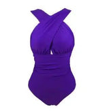 solid color chest cross cover belly slimming conjoined-Purple-8