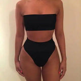 Sexy Solid Color Tube Top Two-piece Swimsuit-1