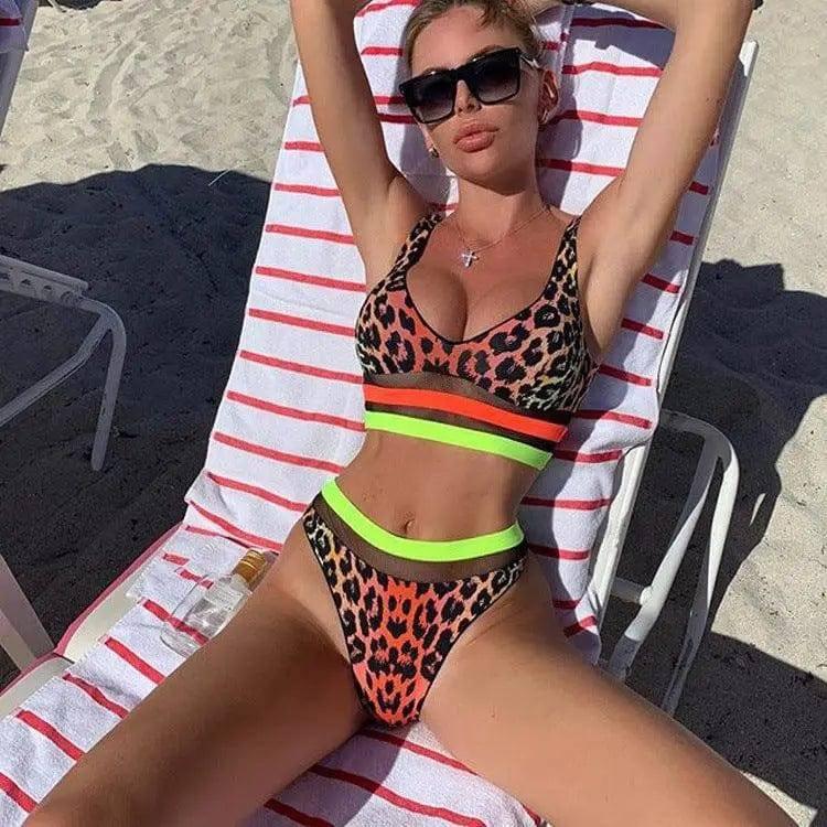 Sexy split leopard bikini-1