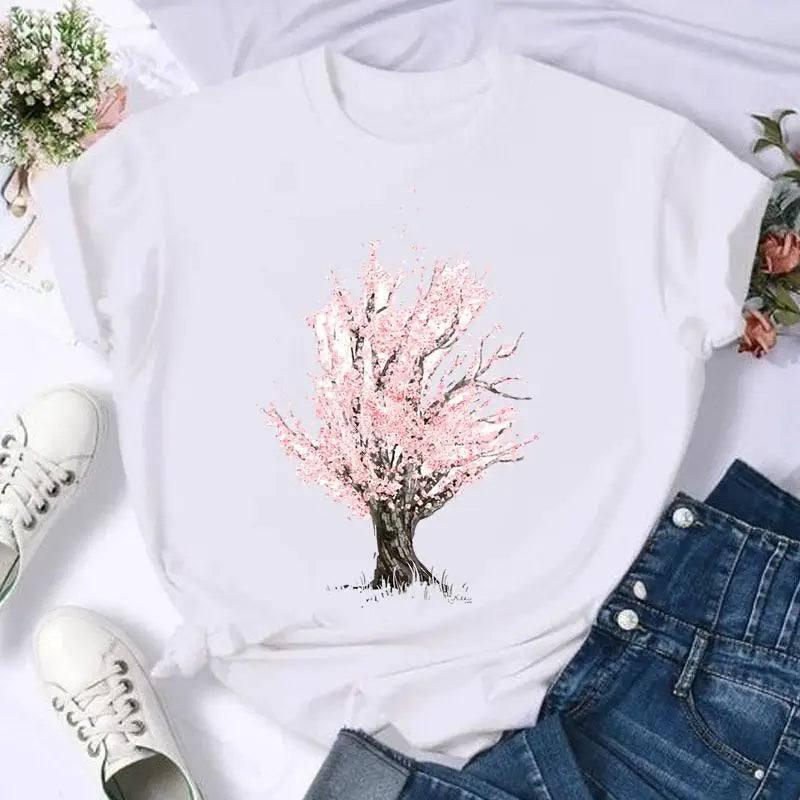 Short Sleeve Butterfly Bow Sweet Flower Fashion Summer Women-17