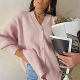 Simple atmosphere sweater coat-Pink-8