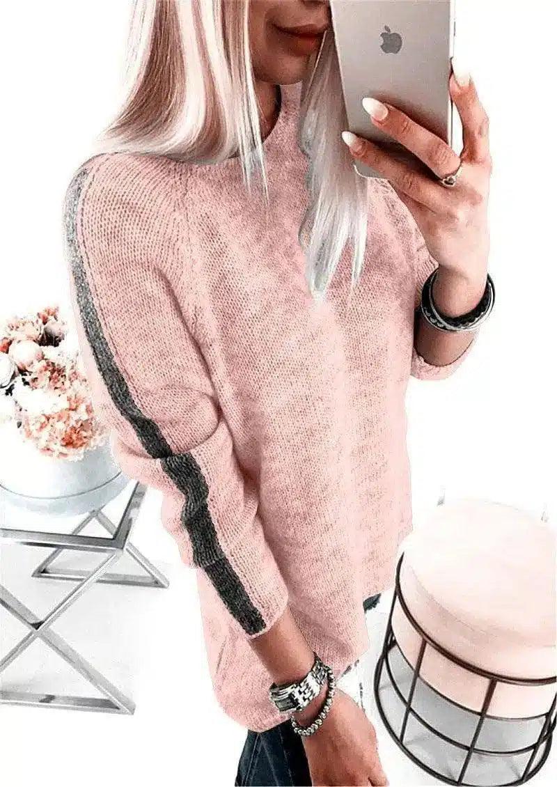 Cozy Knit Women's Pullover Sweater-Pink-3