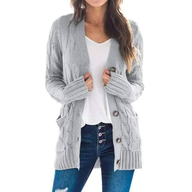 Single breasted long sleeve wool jacket-Grey-3