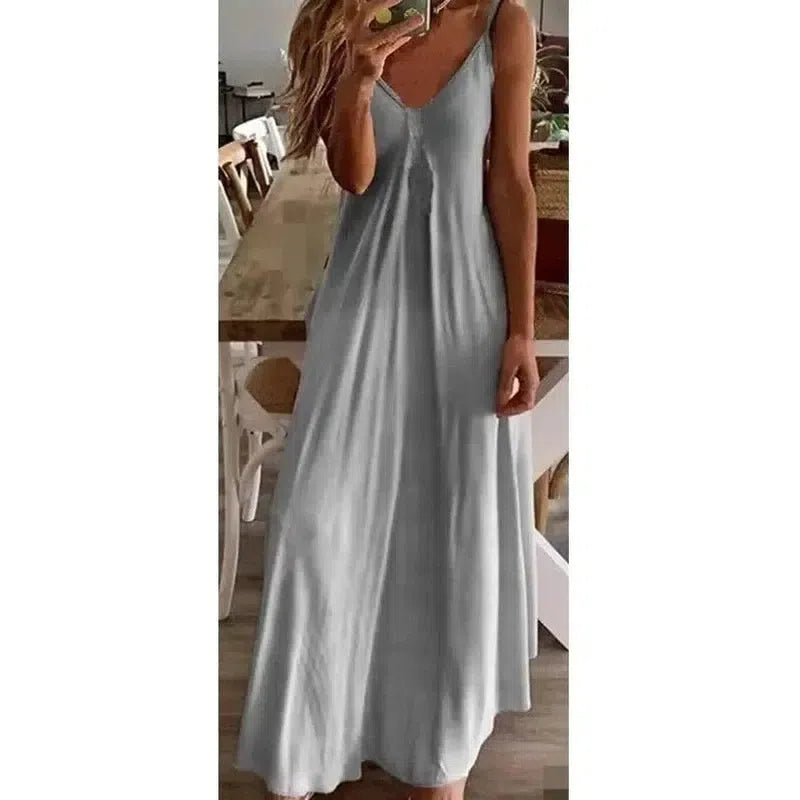 Slim Slimming Gradient Print Long Dress-Grey-2