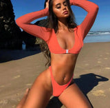 Solid color bikini-Orange-3