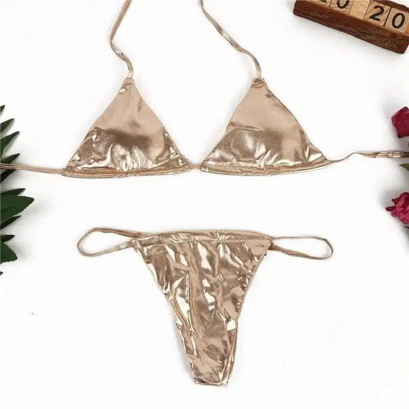 Split bronzing bikini-Gold-3