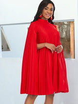 Stunning Red Pleated Dress for Elegant Occasions-1