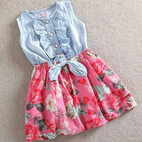 LOVEMI - Summer Children Sleeveless Girl Denim Floral Dresses