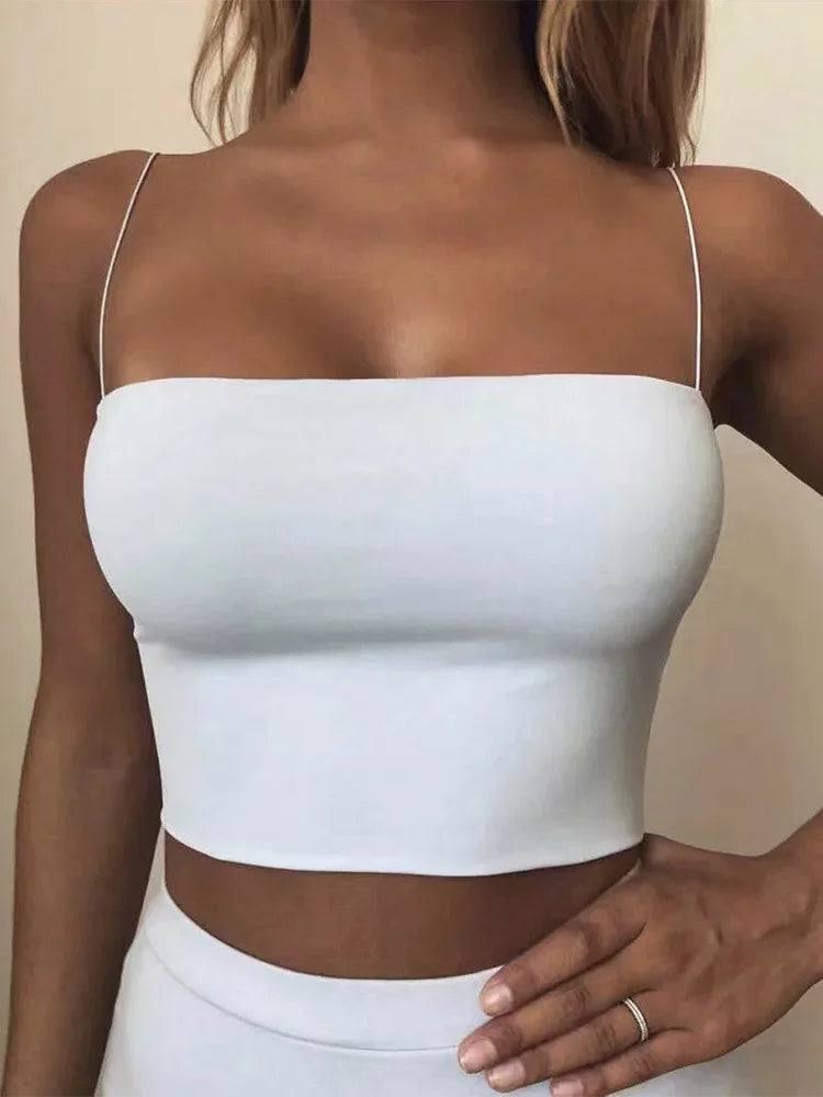 Summer Women's Crop Top Sexy Elastic Cotton Camis sleeveless-4