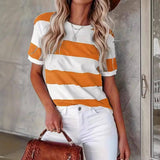 Summer Women's Fashion Striped Printed Short Sleeve Casual-1