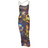 Summer Women's Sling Print Halter Dress-9