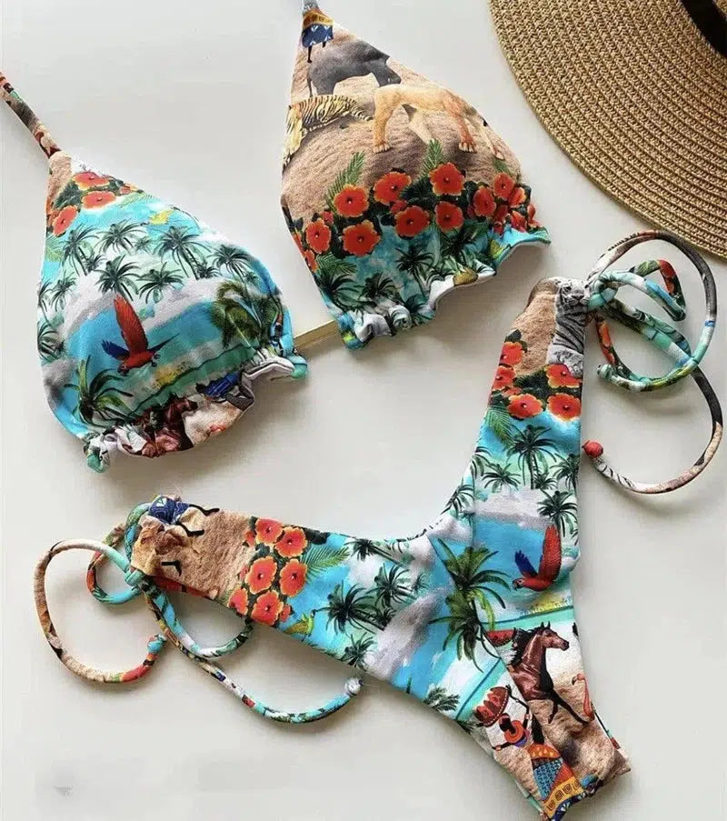 Swimwear Floral Retro Trade Bikini Swimwear-D-4
