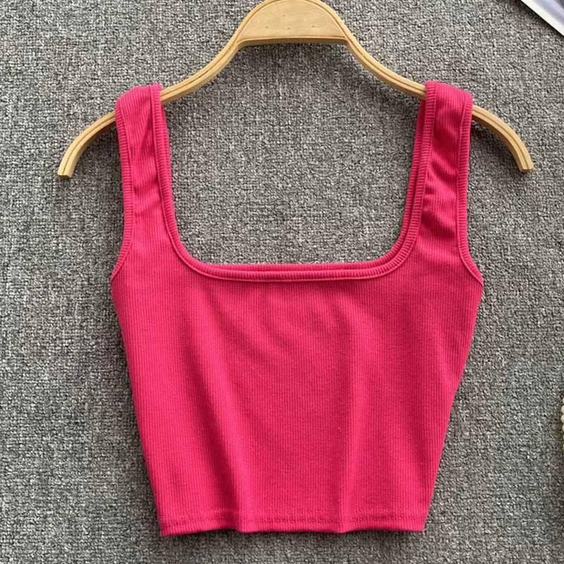 Tank Top Women Backless Y2k Top Slim Fit Bottoming-Red-9