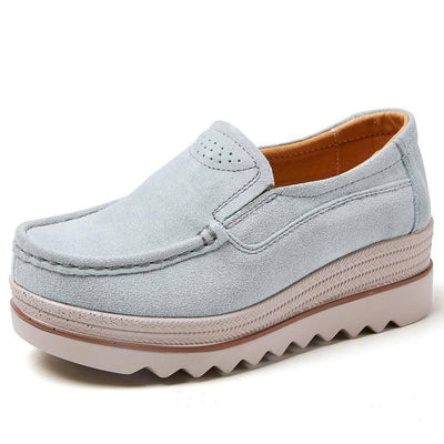 Thick-soled Flat Shoes Anti-slip Suede Height Increasing Shoes For Women-Grey-14