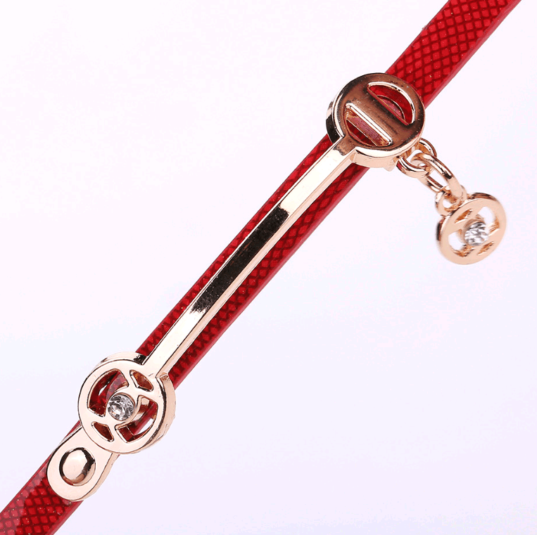 Thin belt fashion ladies watch Casual three-ring winding-2