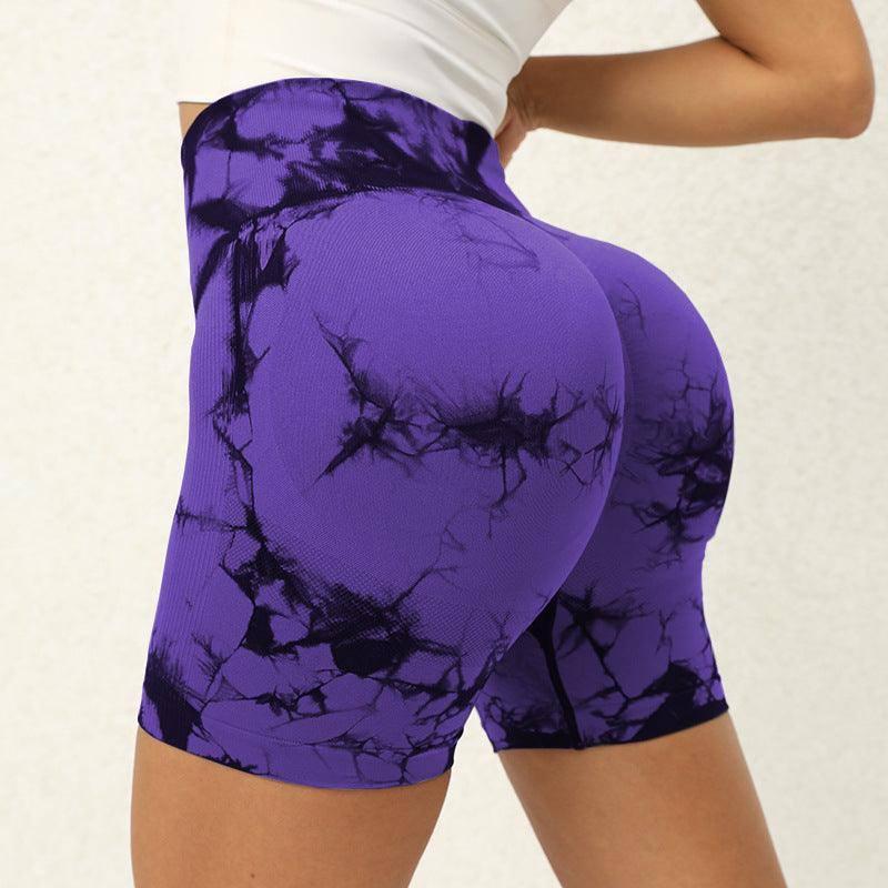 Tie-dye Printed Yoga Pants Summer Quick-drying Fitness-Purple-2