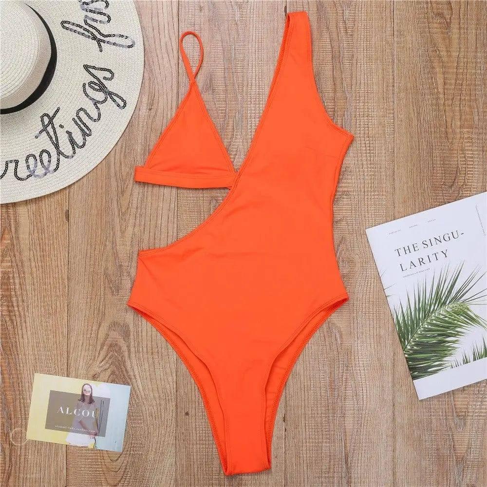 Triangle cup sexy swimsuit bikini-Orange-3