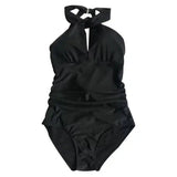 Triangle one-piece bikini-Black-2