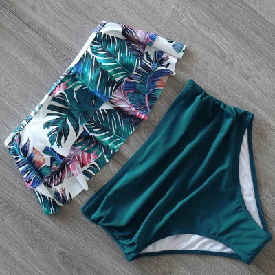 Tropical Beachwear Trends: Stylish High-Waisted Bikinis-HXS059W4-4