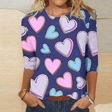 Valentine's Day Female With Hearts Printing Crew Neck-RQ4127504-9