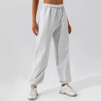 Waistband Loose Fitting Sports Pants-Heather grey-2