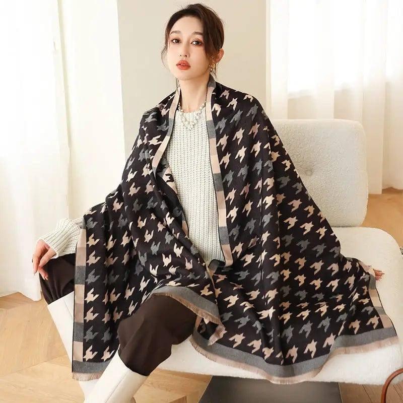 Warmth And Thickening Shawl Outside The Fashion And-Black-2