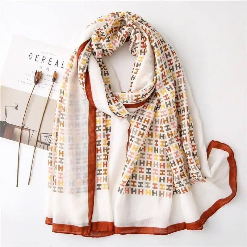 Western Style Fashion Shawl All-match Silk Warm Scarf-Beige-1