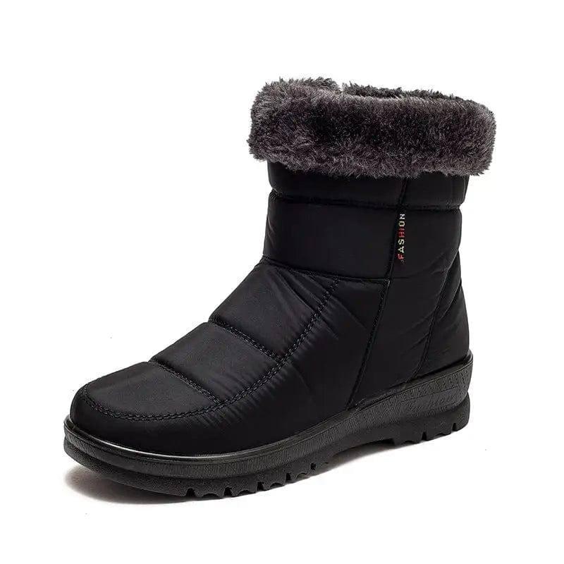 Winter Snow Boots Winter Warm Shoes For Women Low Heel Boots-Black-6