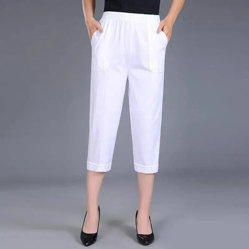 Women Capris Pants-white-5