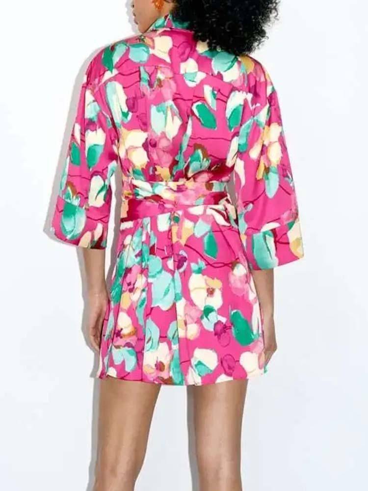 Floral Belted Kimono Romper - Chic Summer Trend-3