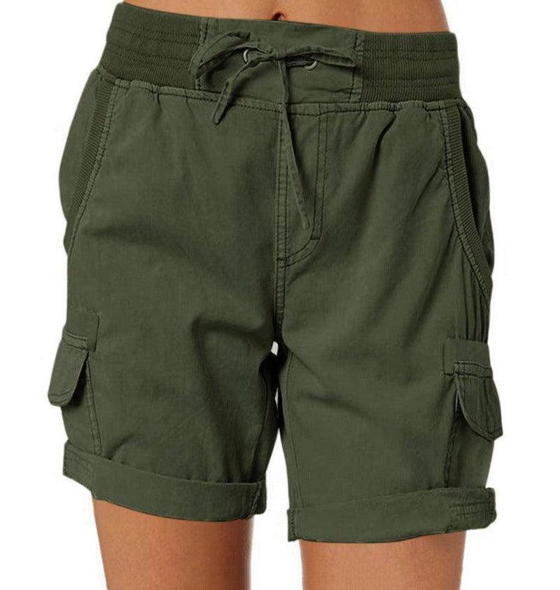 Women's Casual High Waist Cargo Shorts Navy Blue / 3XL-Dark Green-15