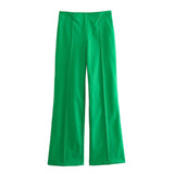 Women's Clothing With Belt Casual Suit Jacket Pants-Green Pants-14