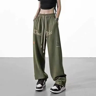 Women's Fall Straight Green Pants-Green-2