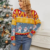 Women's Fashion Christmas Day Clash Sweater-Blue-4