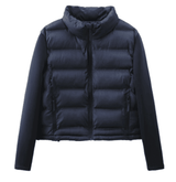 Women's Fashion Petite Cotton-padded Coat Jacket-Low Version Navy Blue-12