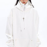 Women's Fashionable Loose All-Match Sports Hoodie-White-9