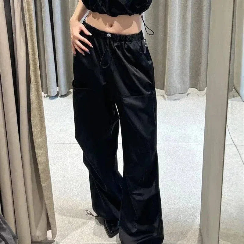 Women's Fashionable Silk Satin Casual Wide-leg Pants-1