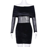 Women's Mesh See-through Long Sleeve Dress-5