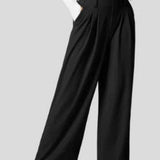 Women's Solid Color Casual Suit Pants With Real Pockets-2